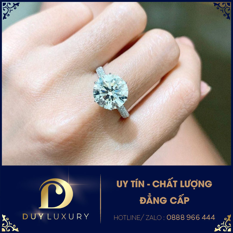 Nhẫn Nữ Vàng Trắng 10k 14k 18k Kim Cương Moissanite