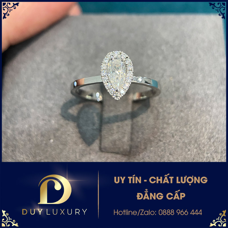 Nhẫn Nữ Vàng Trắng 10k 14k 18k Kim Cương Moissanite