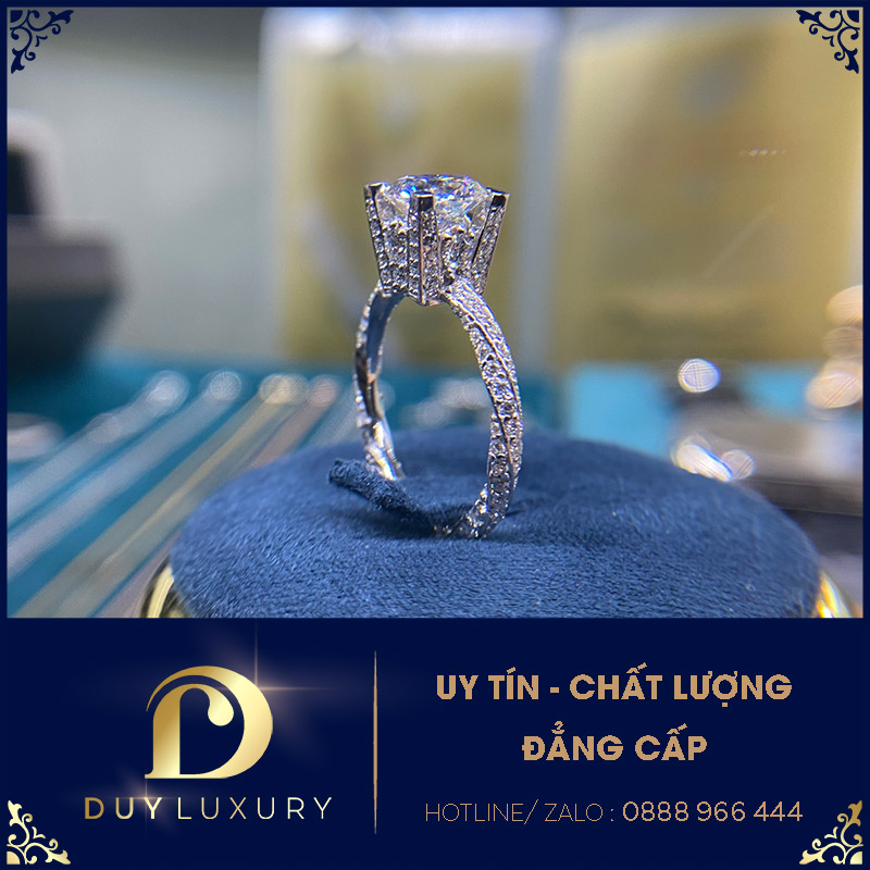 Nhẫn Nữ Vàng Trắng 10k 14k 18k Viên Chủ Kim Cương Kim Cương Moissanite