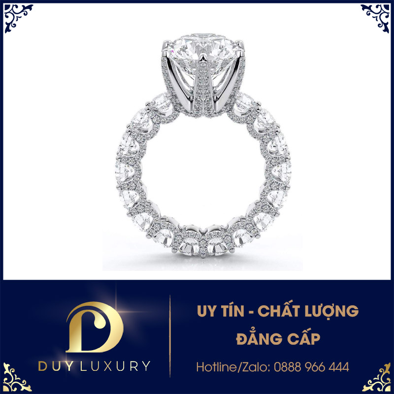 Nhẫn Nữ Vàng Trắng KIm Cương Moissanite DL0133